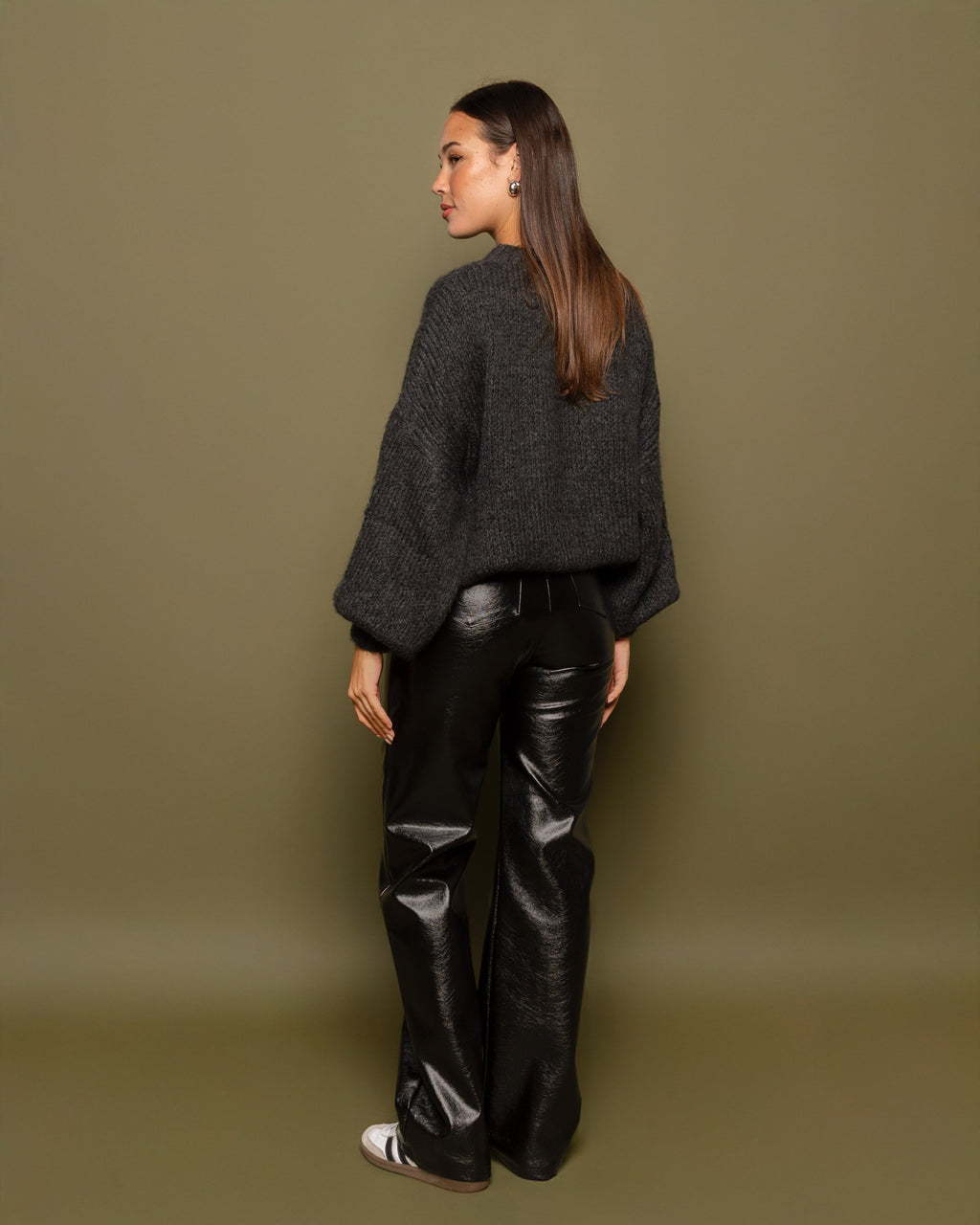 LIQUID LEATHER STRAIGHT LEG PANTS PETITE BLACK