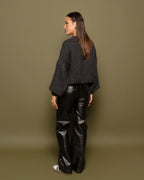 LIQUID LEATHER STRAIGHT LEG PANTS PETITE BLACK