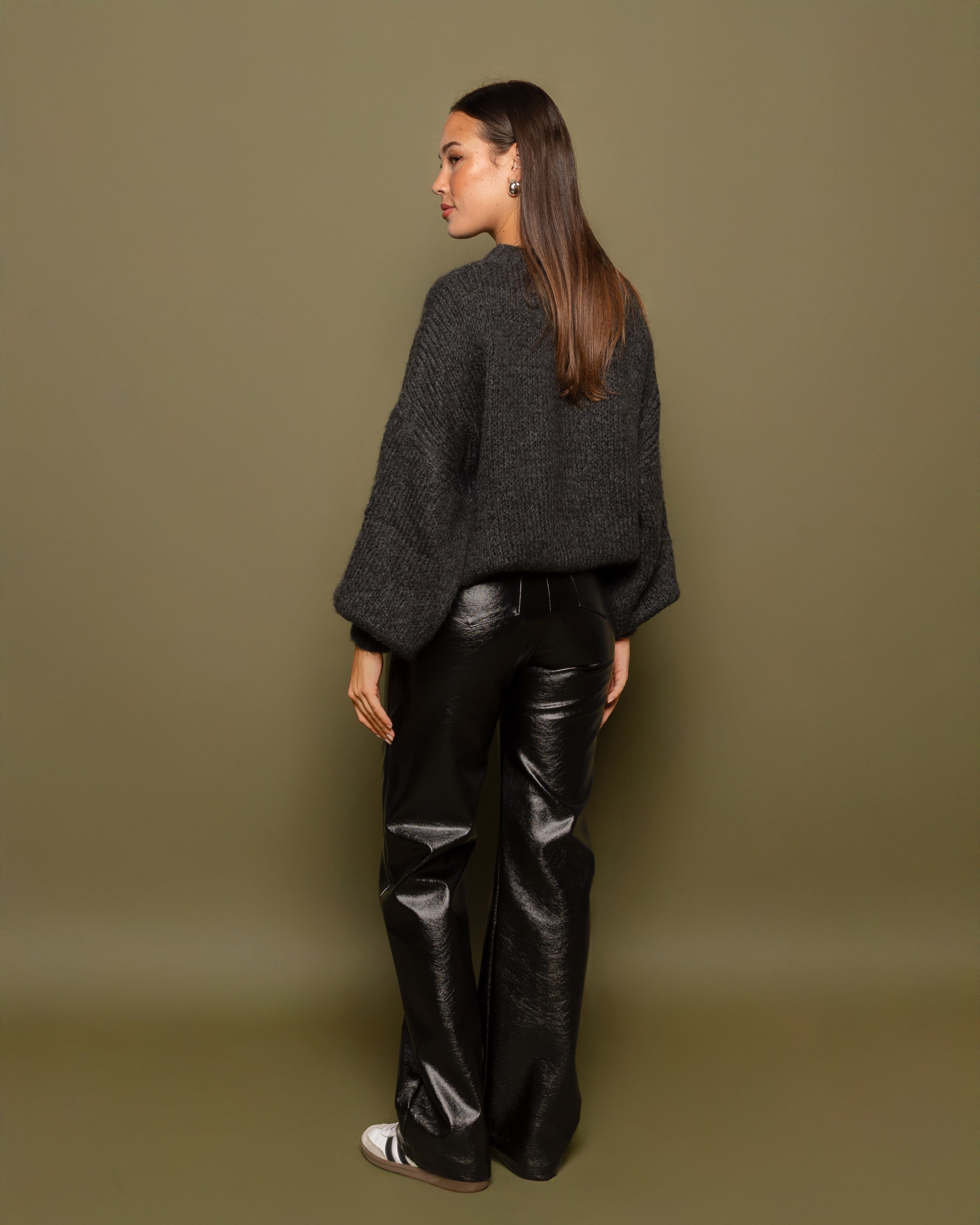 LIQUID LEATHER STRAIGHT LEG PANTS PETITE BLACK
