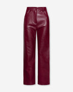 LIQUID LEATHER STRAIGHT LEG PANTS PETITE BURGUNDY