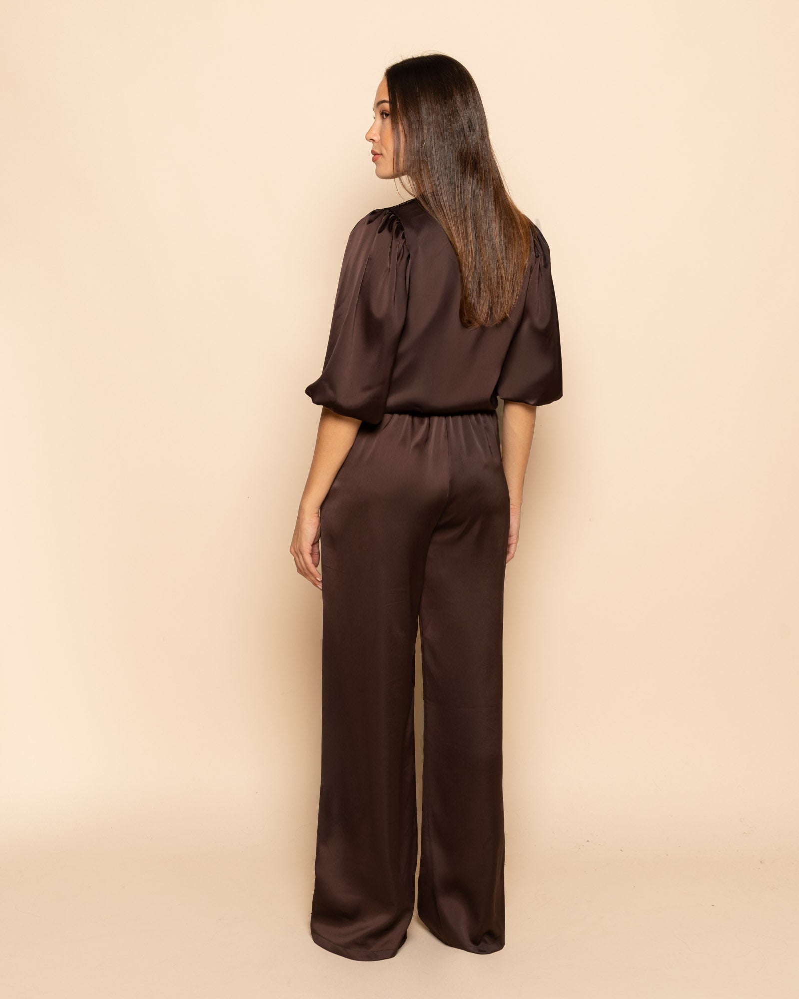 JULIE SATIN PANTALON PETITE BROWN