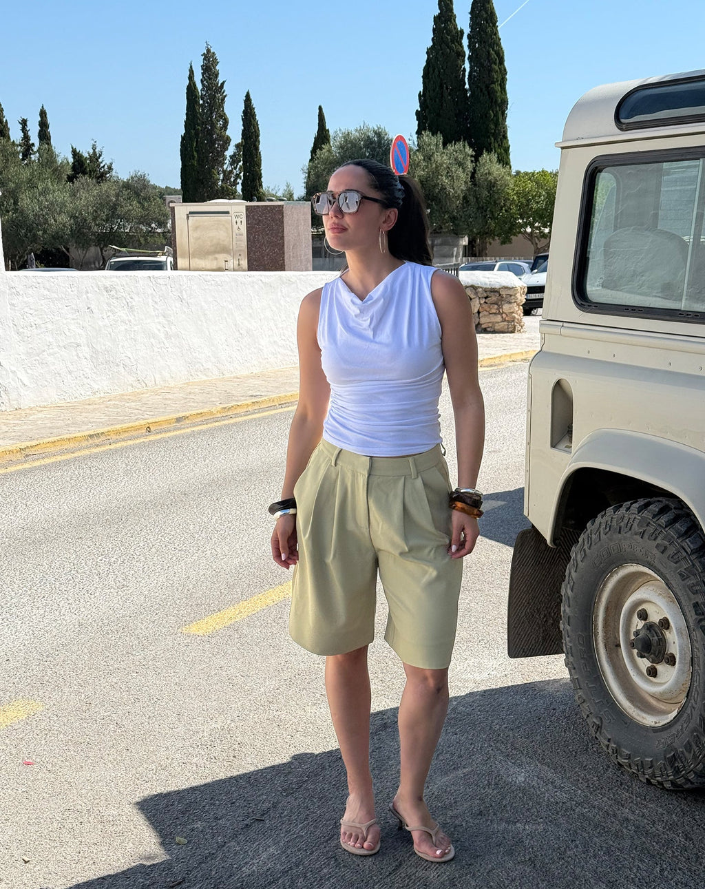 TAMAR DRAPED TOP WHITE