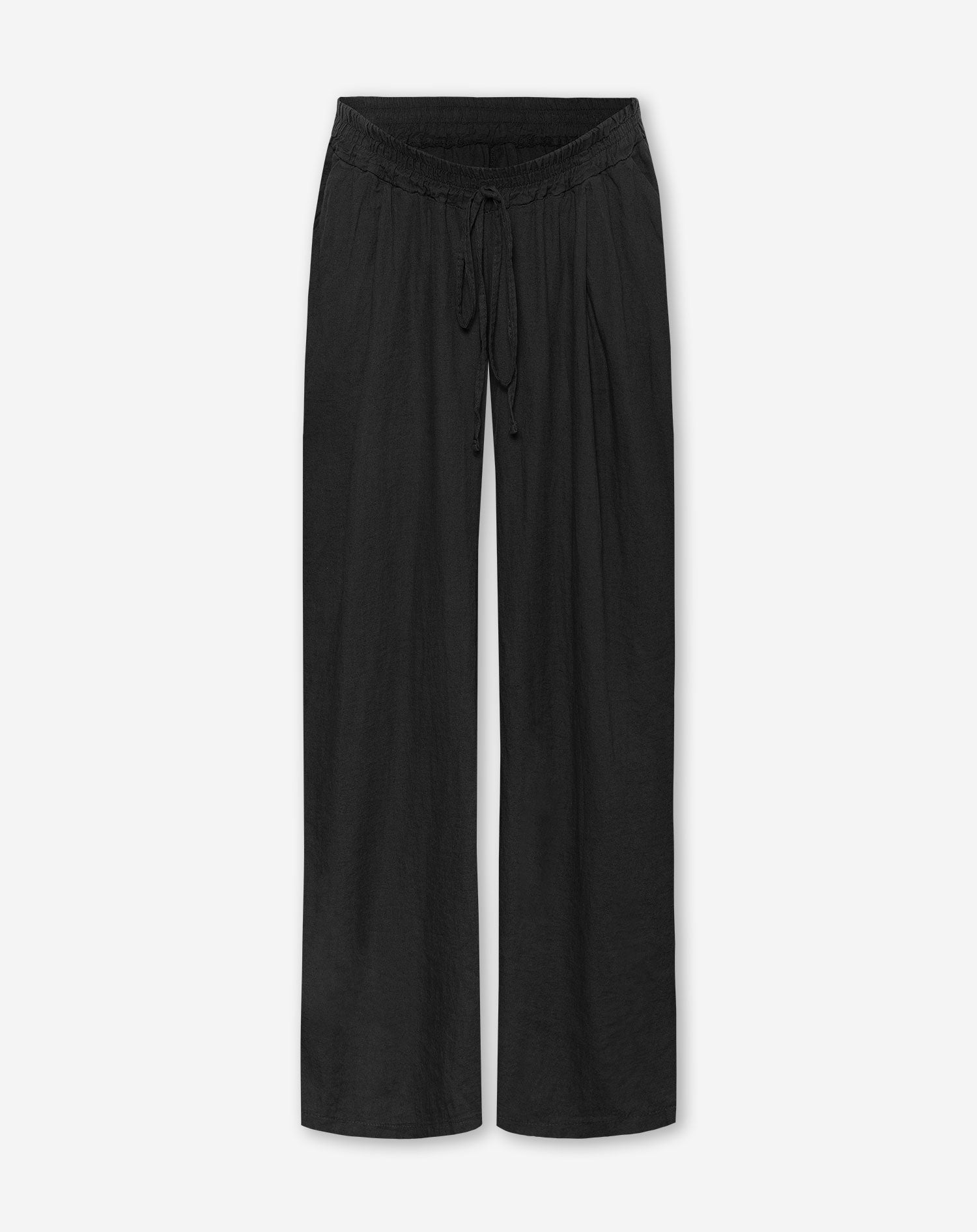CARMEN LINEN WIDE LEG PANTS PETITE MATERNITY BLACK