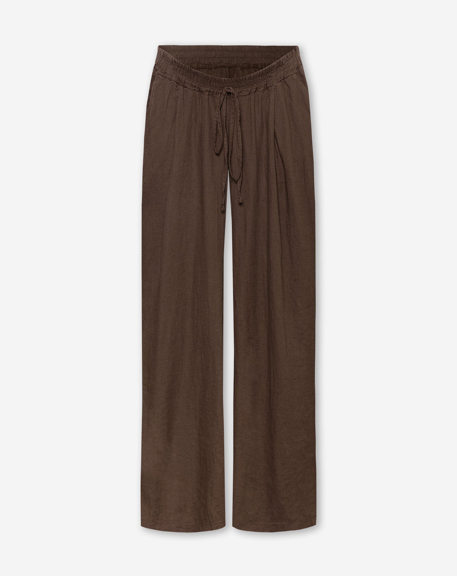 CARMEN LINEN WIDE LEG PANTS PETITE MATERNITY BROWN