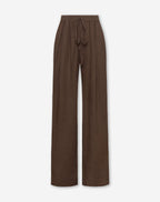 CARMEN LINEN WIDE LEG PANTS PETITE BROWN