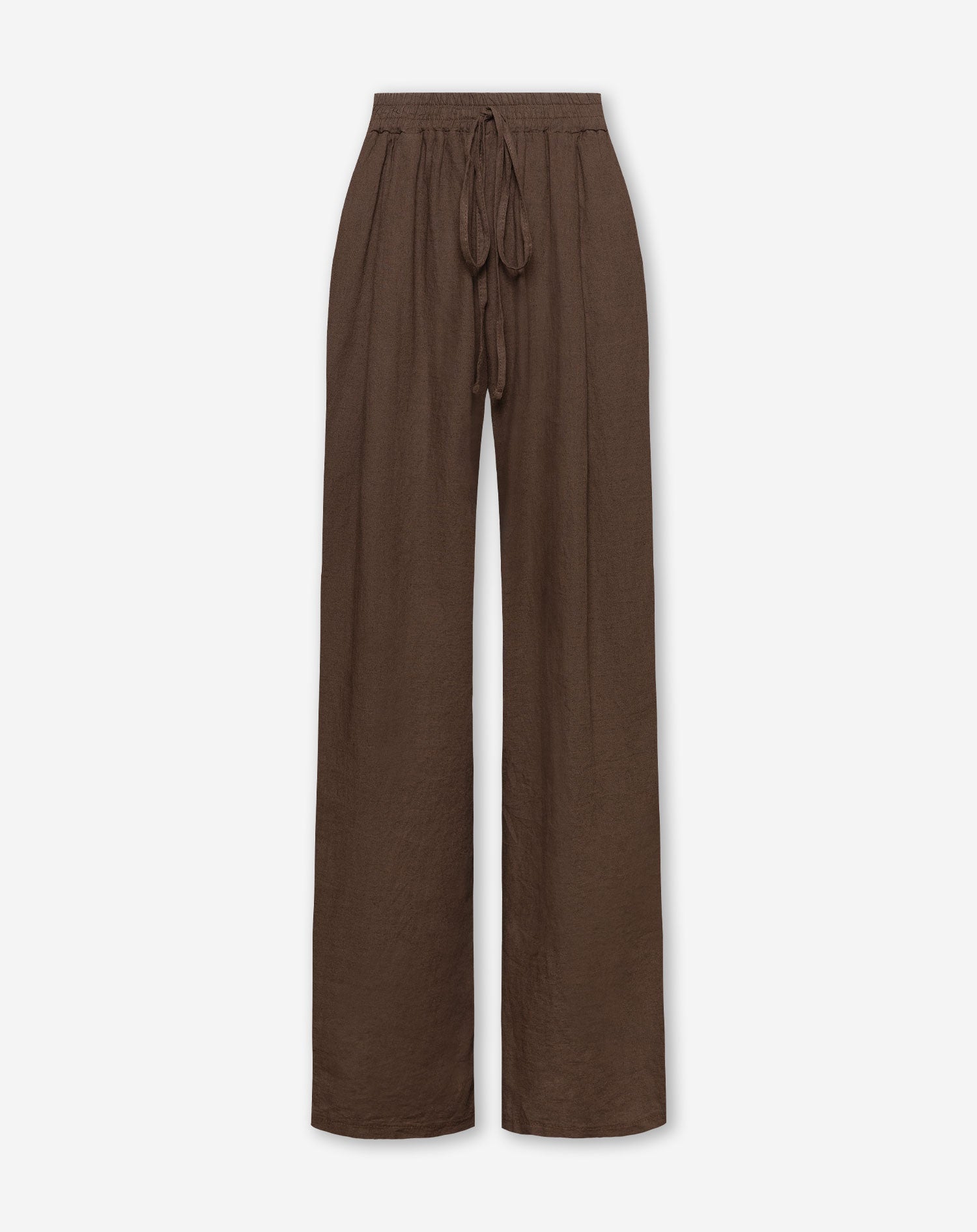 CARMEN LINEN WIDE LEG PANTS PETITE BROWN