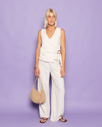 LINDE STRAIGHT LEG PANTS PETITE BEIGE