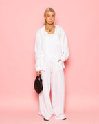 CARMEN LINEN WIDE LEG PANTS PETITE WHITE
