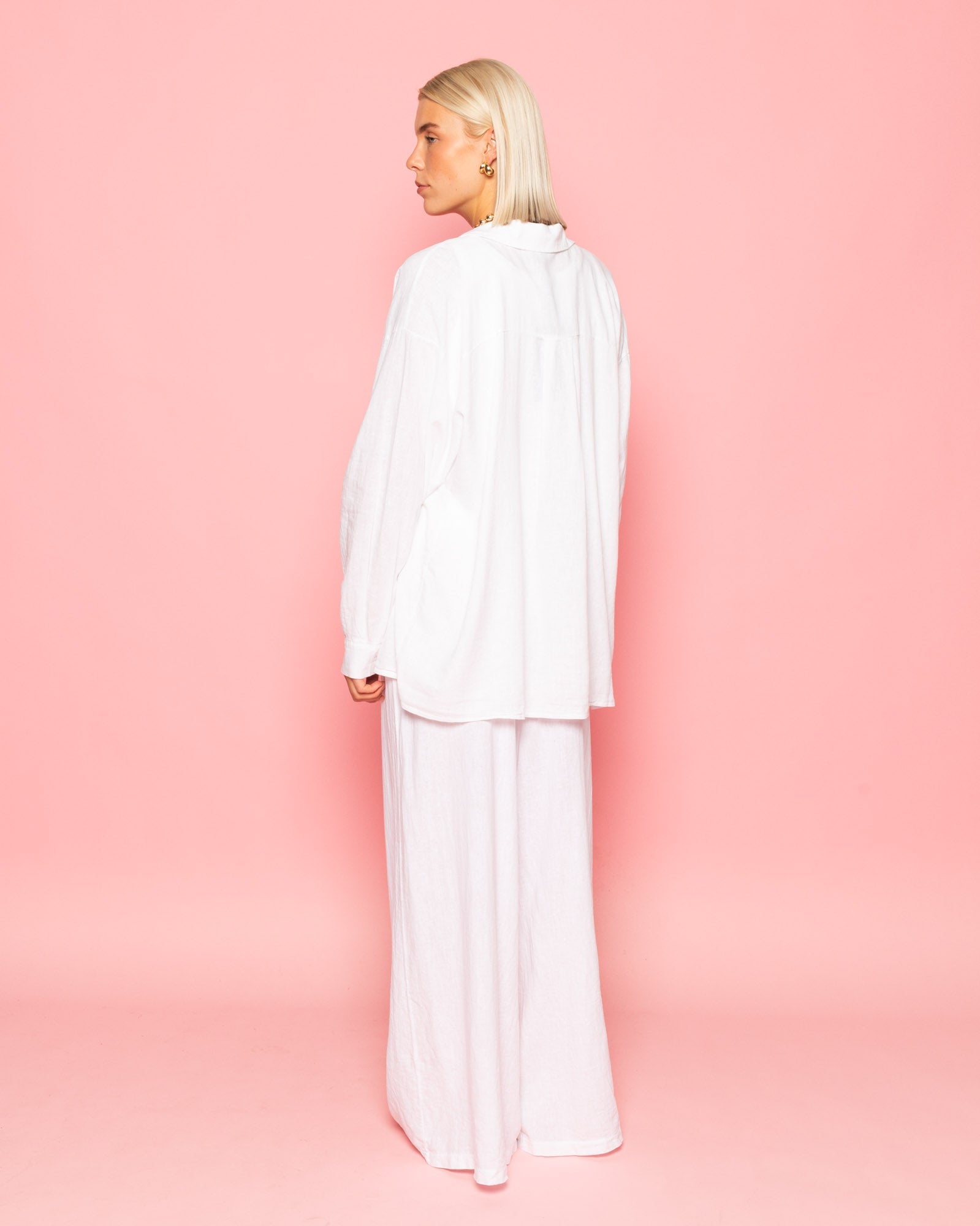 CARMEN LINEN WIDE LEG PANTS PETITE WHITE