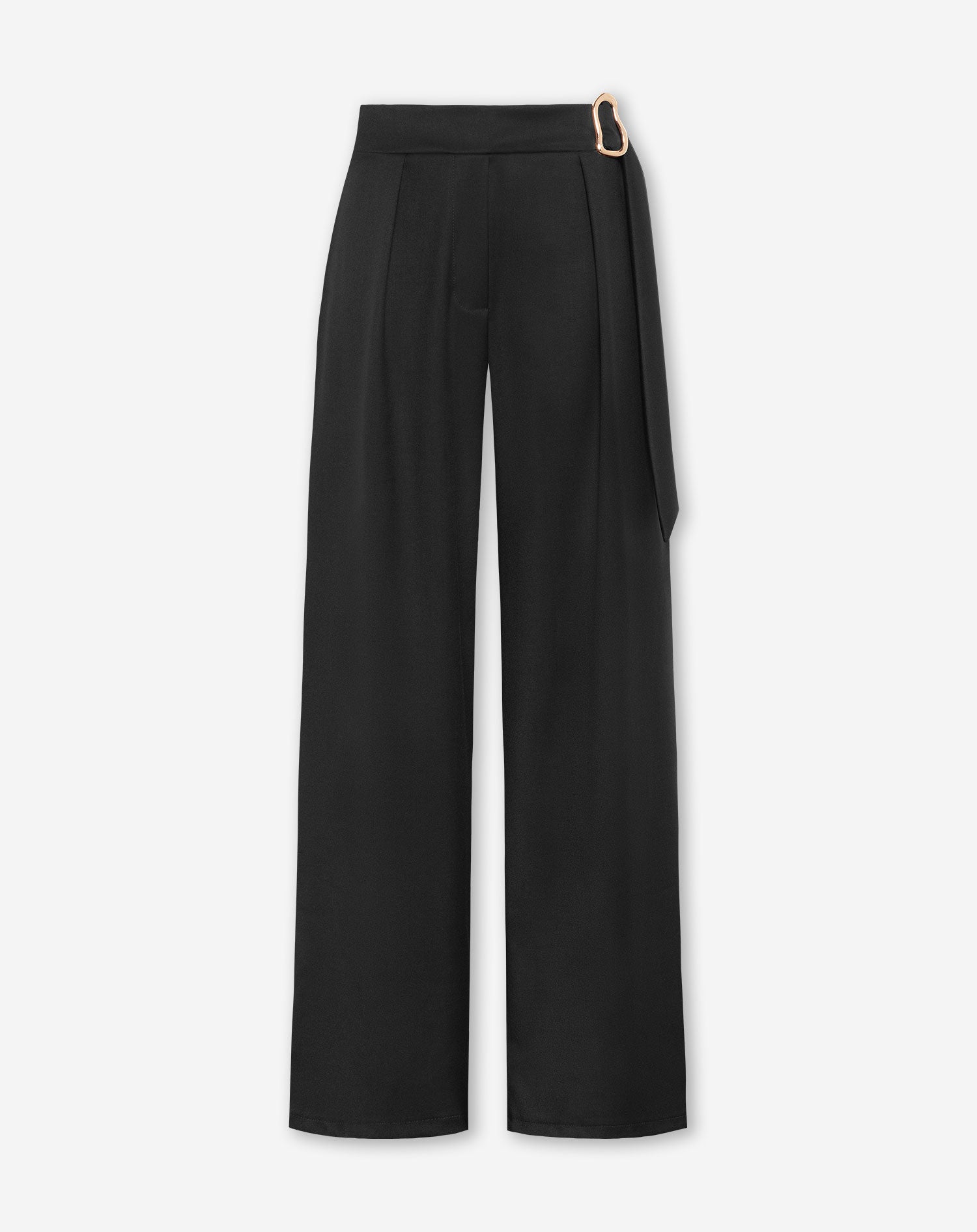 PHOEBE BUCKLE STRAIGHT LEG PANTALON PETITE BLACK