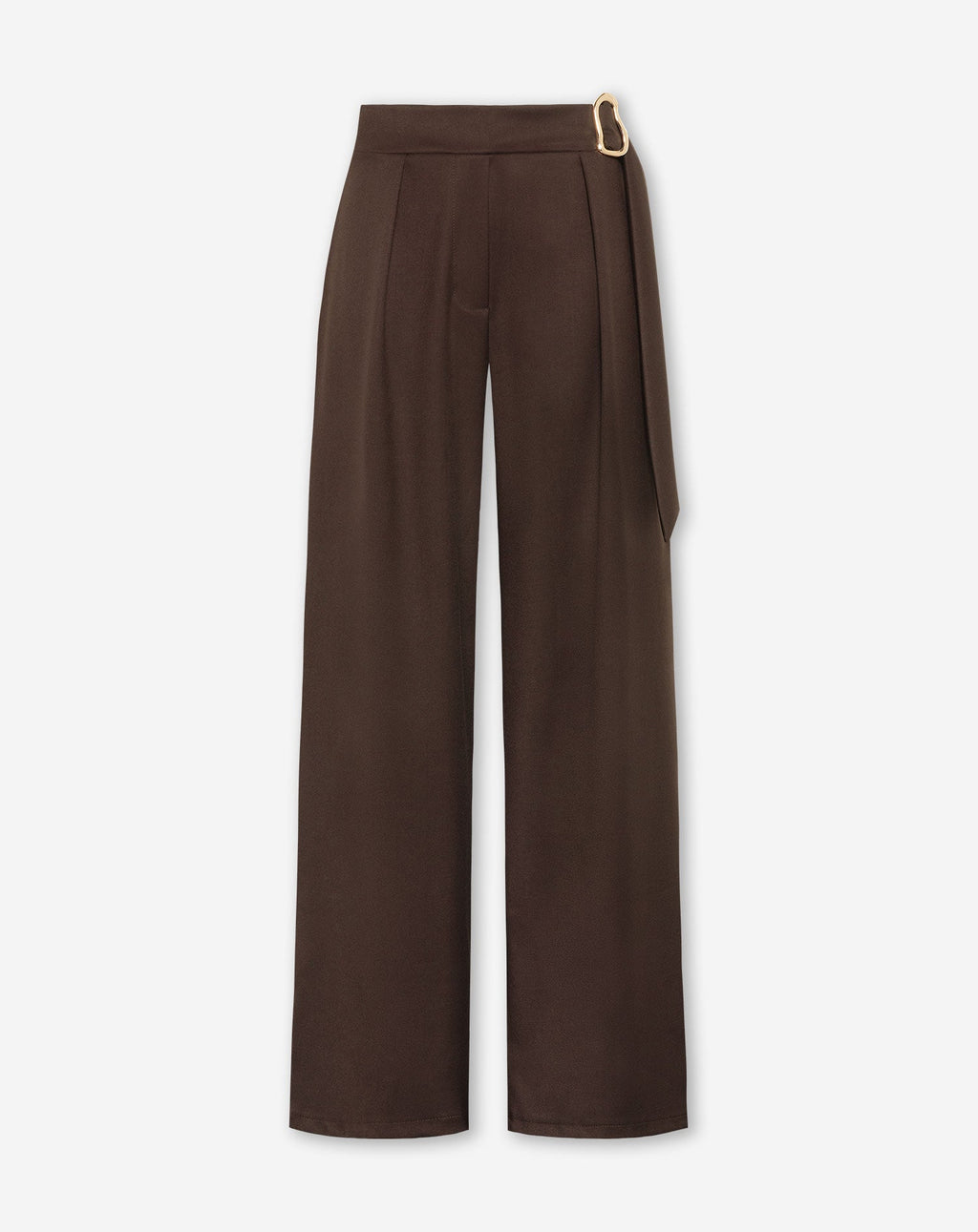 PHOEBE BUCKLE STRAIGHT LEG PANTALON PETITE  BROWN