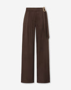 PHOEBE BUCKLE STRAIGHT LEG PANTALON PETITE  BROWN