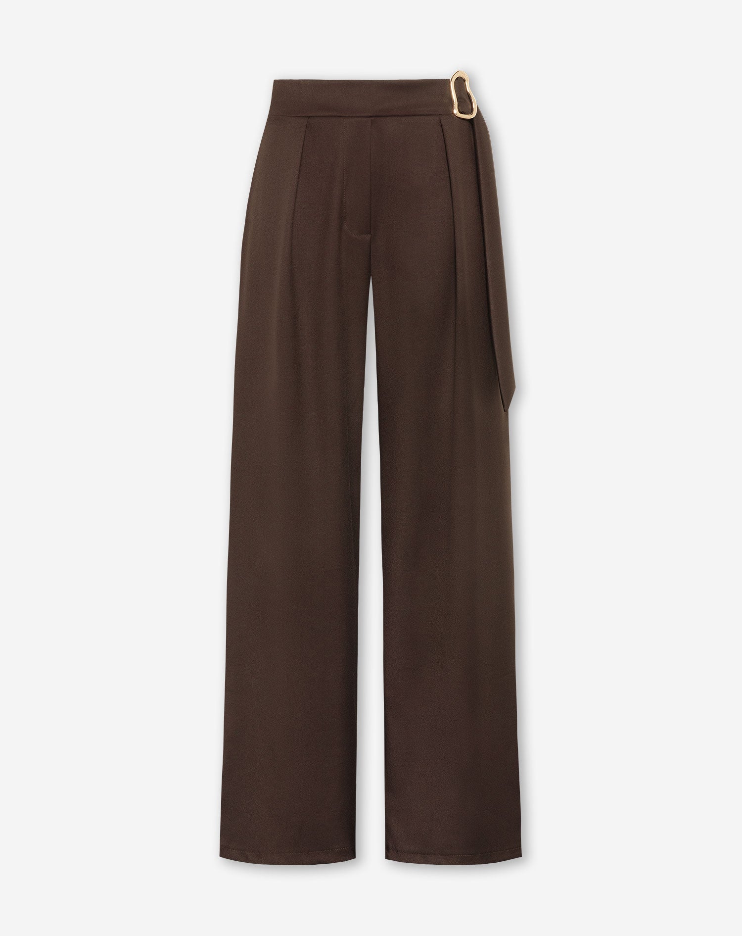 PHOEBE BUCKLE STRAIGHT LEG PANTALON PETITE  BROWN