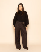 PHOEBE BUCKLE STRAIGHT LEG PANTALON PETITE  BROWN