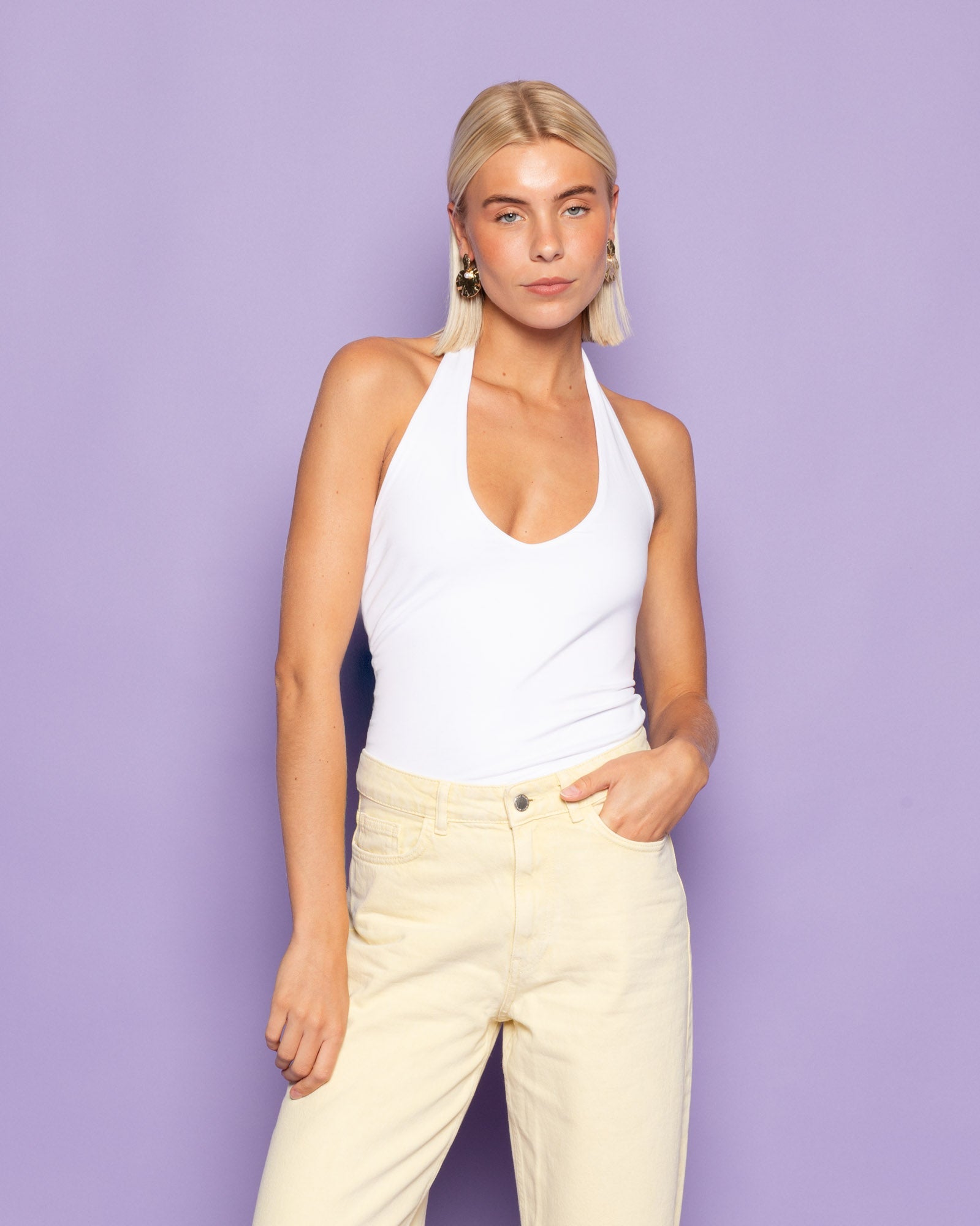 TAMAR HALTER TOP WHITE