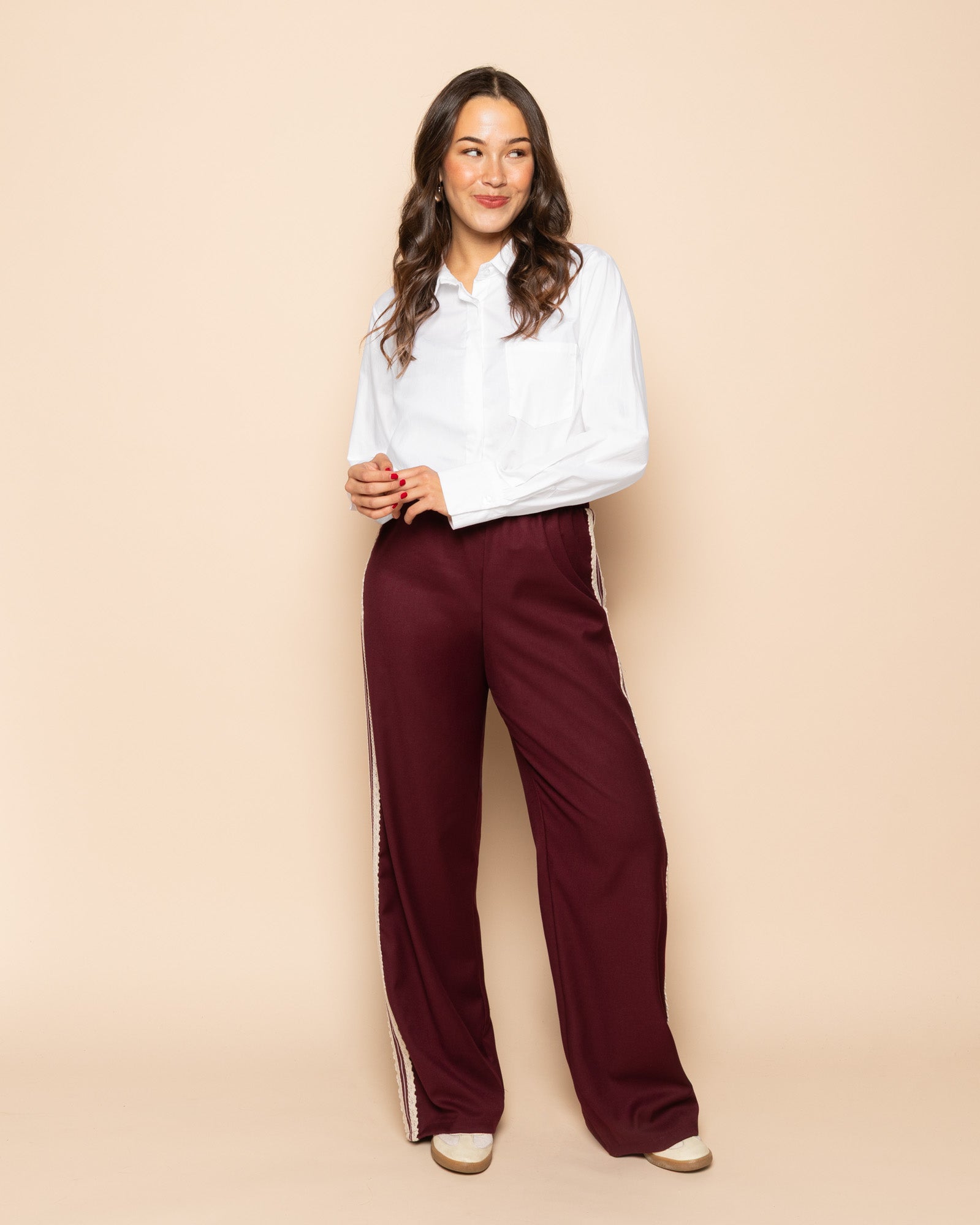 CROCHET TAPE PANTALON PETITE BURGUNDY