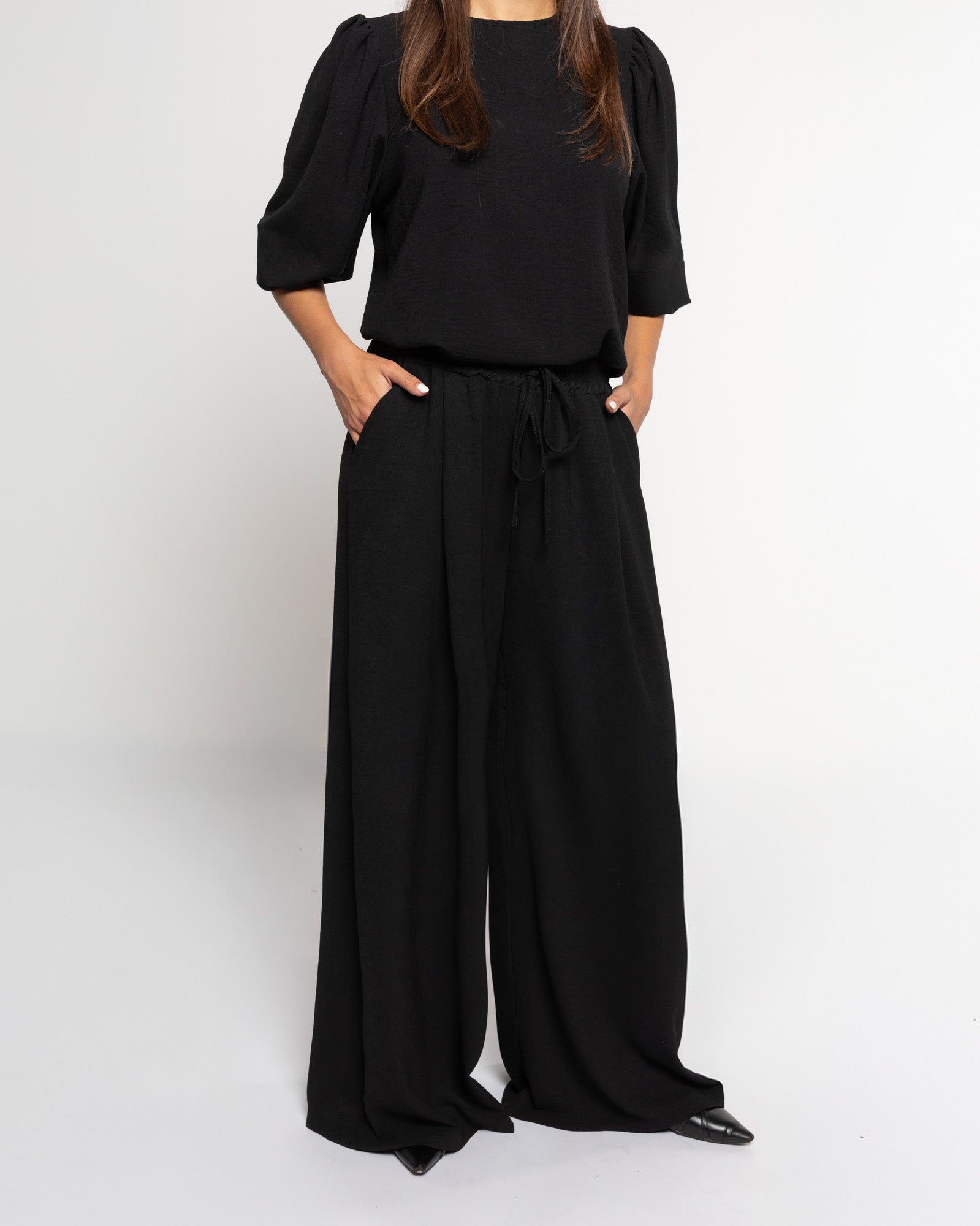 JULIE WIDE LEG PANTALON PETITE BLACK