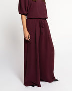 JULIE WIDE LEG PANTALON PETITE DARK BURGUNDY