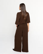 JULIE WIDE LEG PANTALON PETITE BROWN