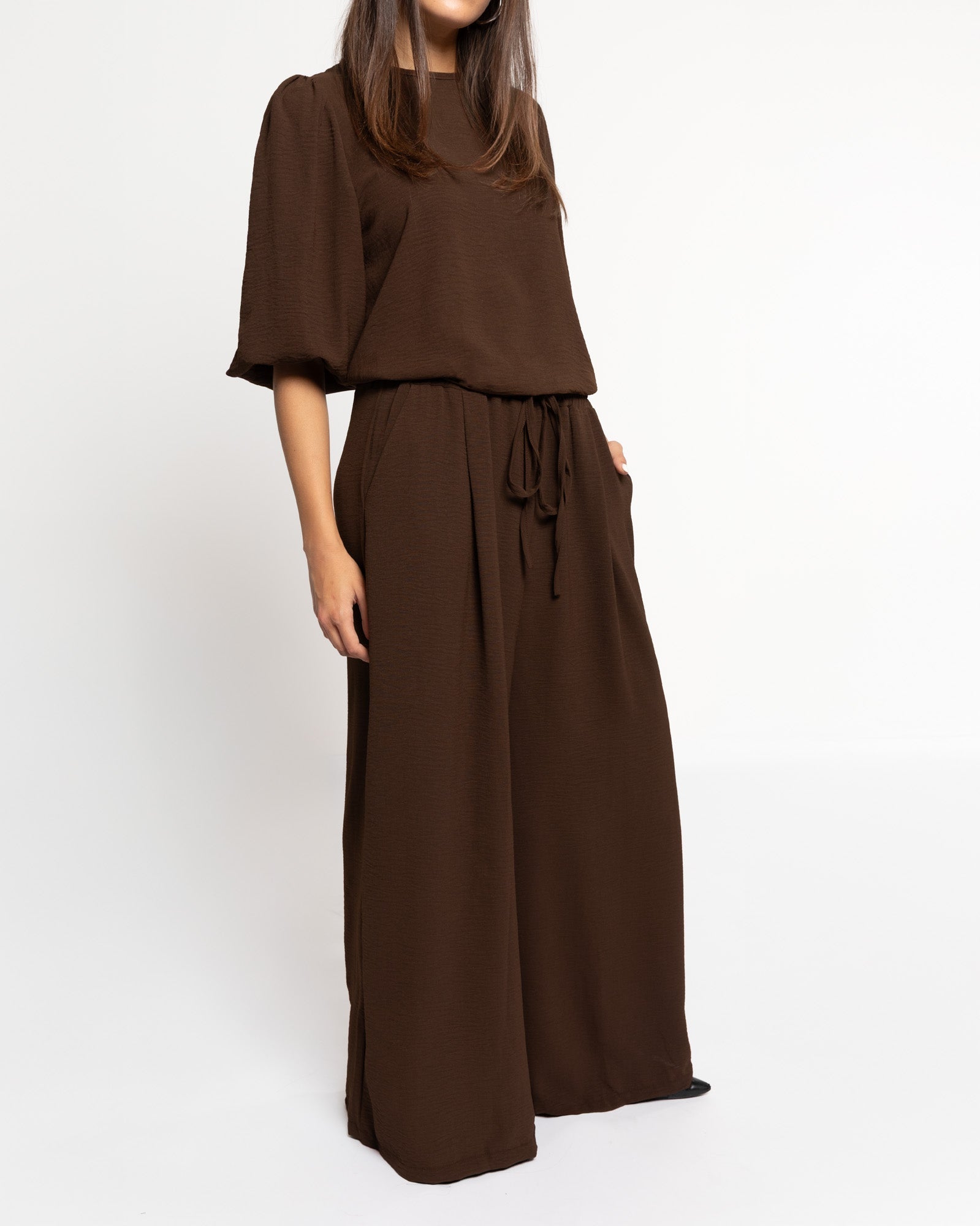JULIE WIDE LEG PANTALON PETITE BROWN
