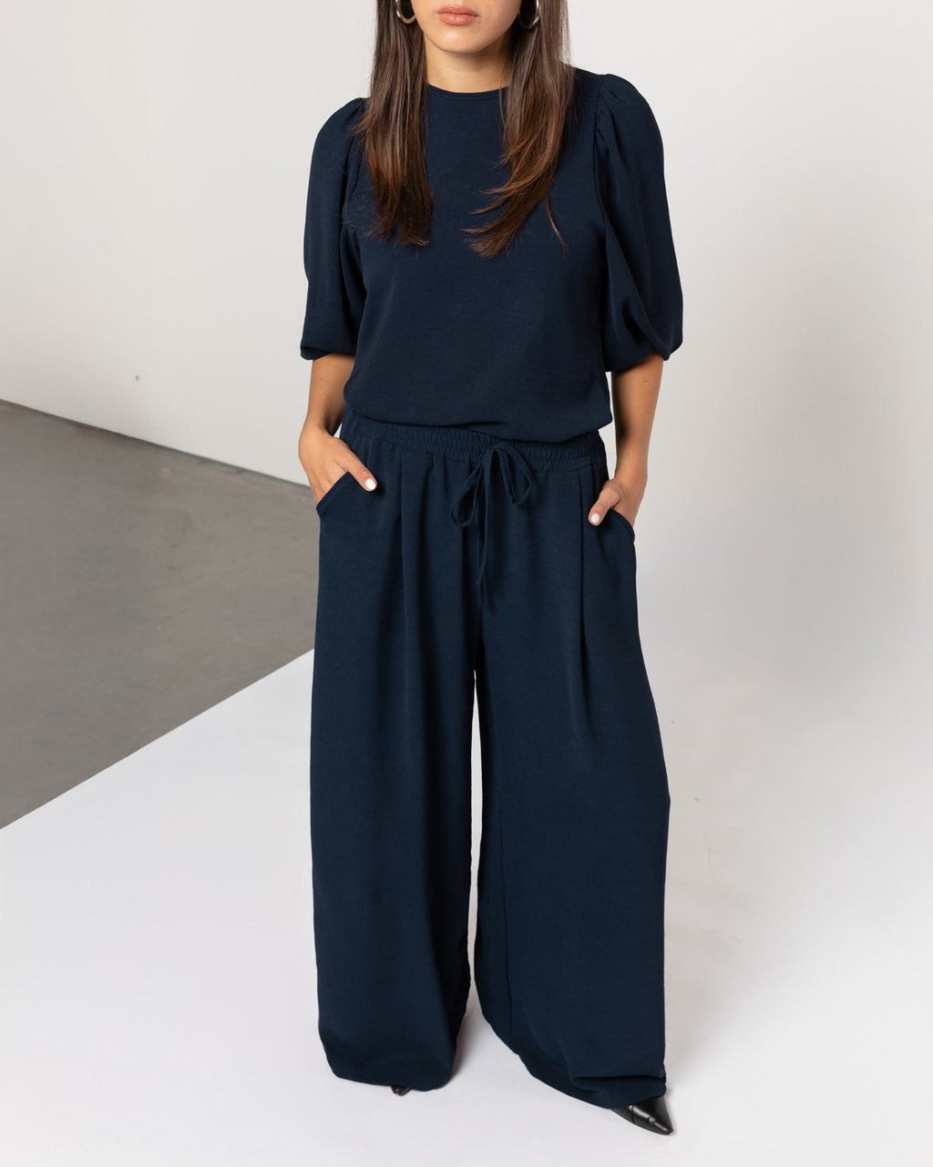 JULIE WIDE LEG PANTALON PETITE NAVY