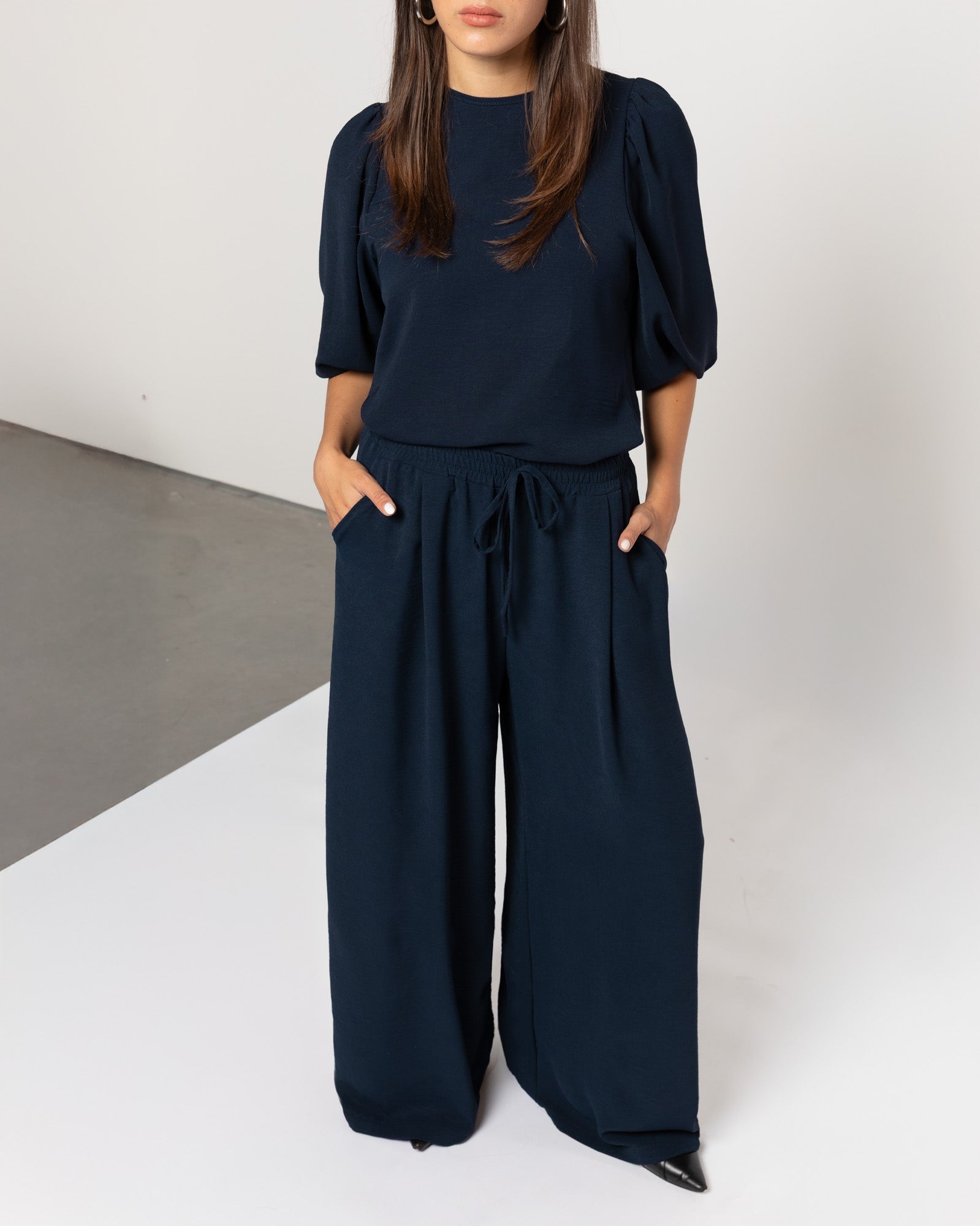 JULIE WIDE LEG PANTALON PETITE NAVY