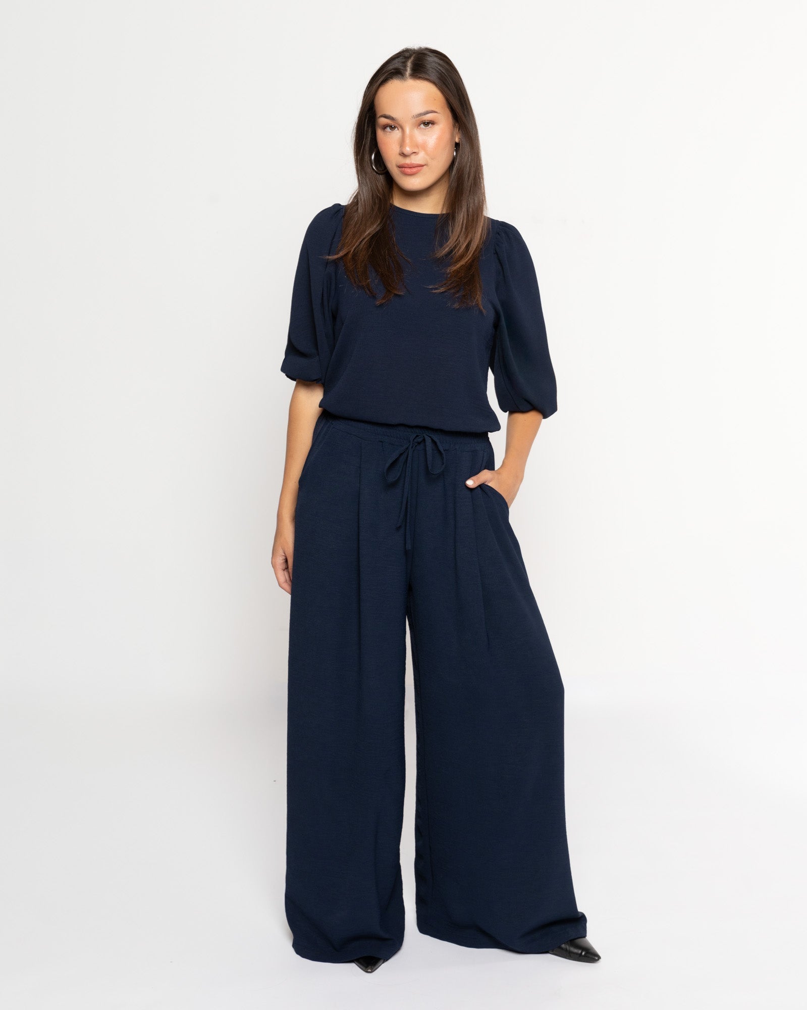 JULIE WIDE LEG PANTALON PETITE NAVY