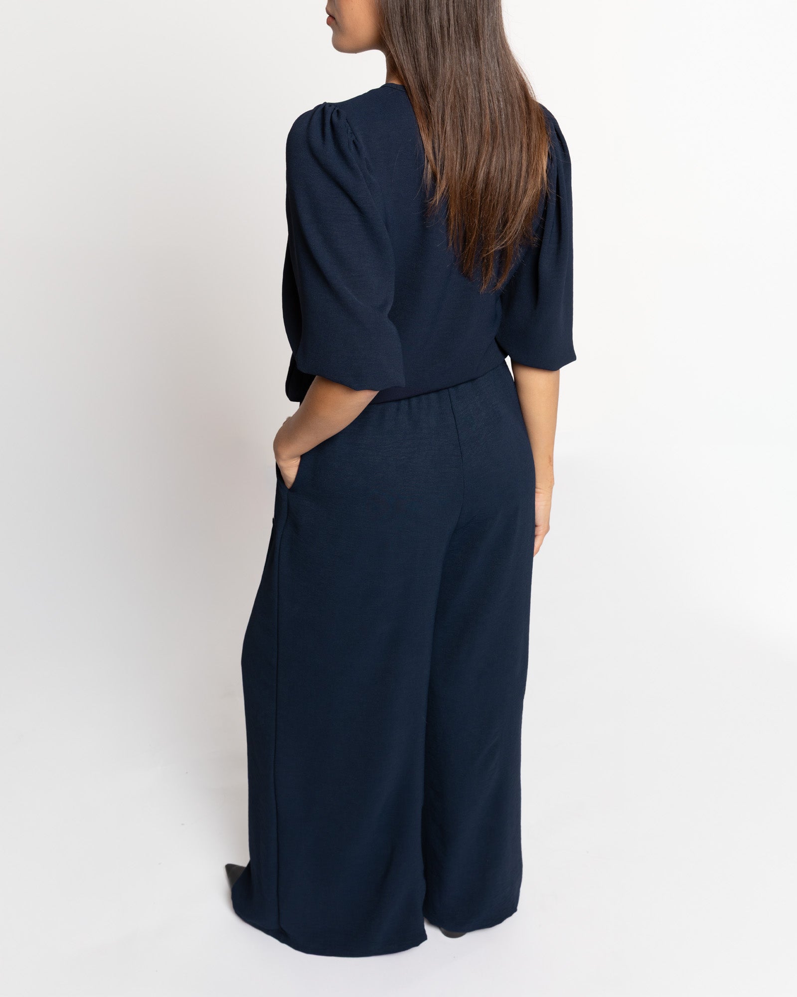 JULIE WIDE LEG PANTALON PETITE NAVY