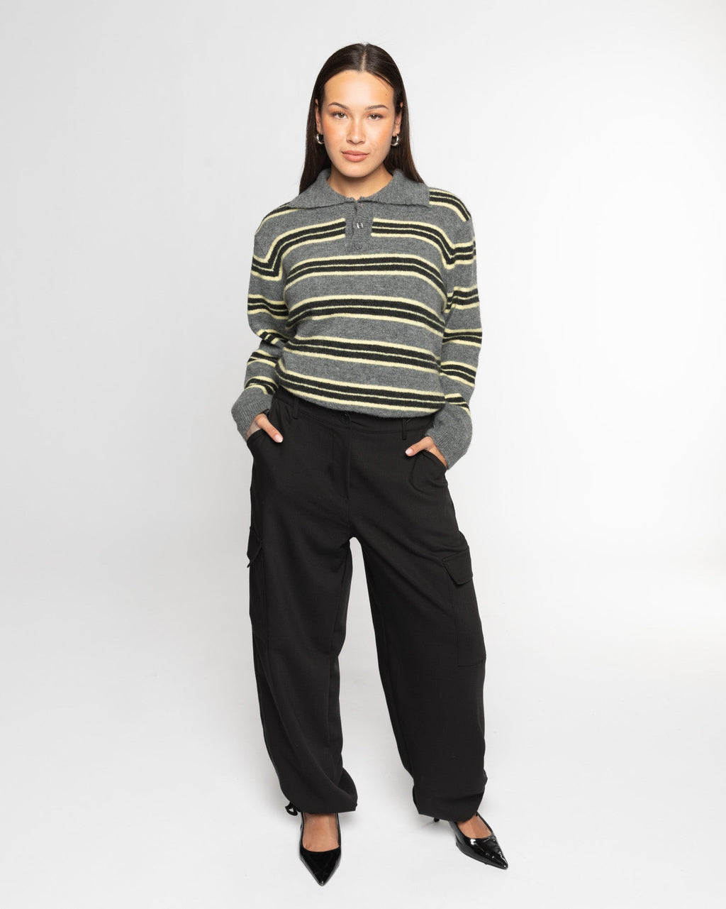 CARGO PANTALON PETITE ZWART