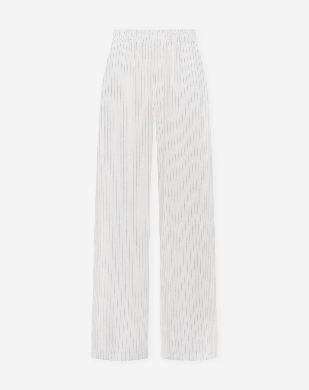 PINSTRIPE LINEN STRAIGHT LEG PANTS PETITE WHITE