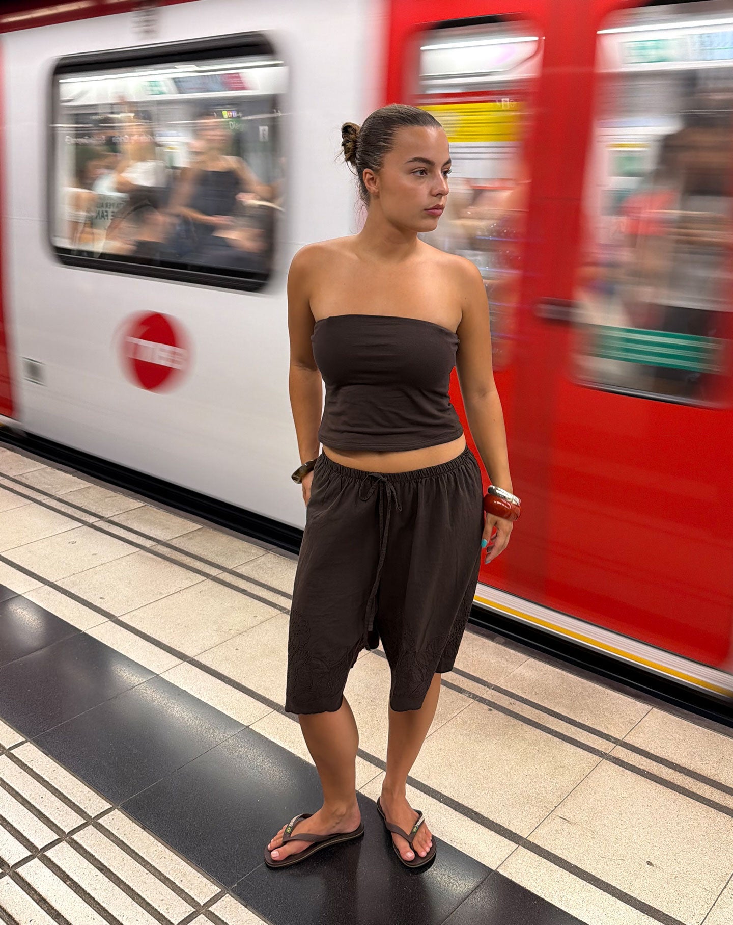 TAMAR STRAPLESS TOP DONKERBRUIN