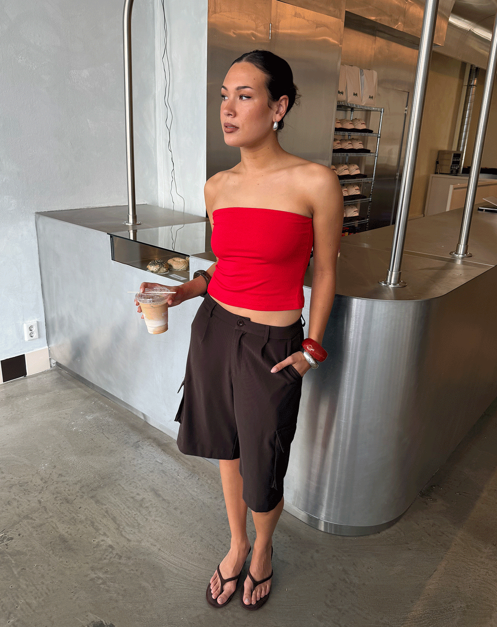 TAMAR STRAPLESS TOP RED