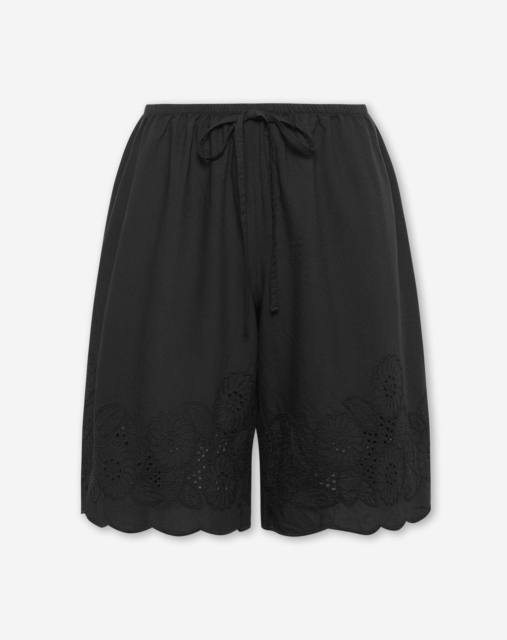 COTTON EMBROIDERY BERMUDA ZWART