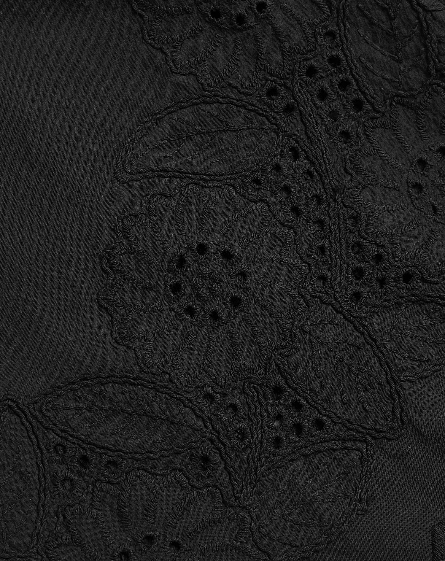 COTTON EMBROIDERY BERMUDA ZWART