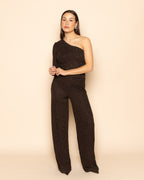 JOANY CRINKLE GLITTER PANTALON PETITE BROWN