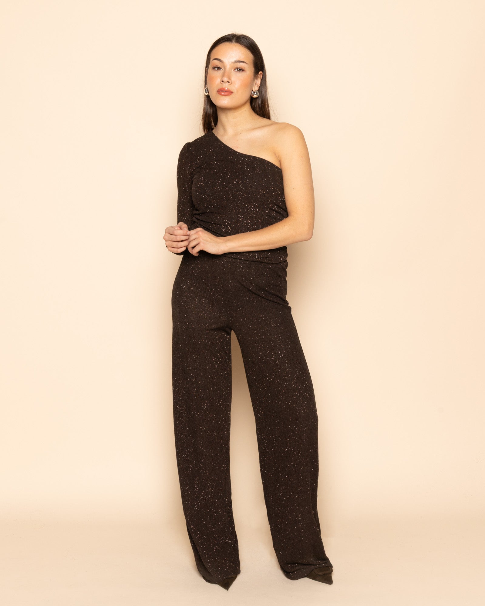 JOANY CRINKLE GLITTER PANTALON PETITE BROWN