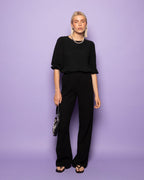 MELODY MOUSSELINE STRAIGHT LEG PANTS PETITE BLACK