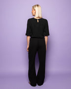 MELODY MOUSSELINE STRAIGHT LEG PANTS PETITE BLACK