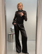 JULIE SATIN PANTALON PETITE BLACK
