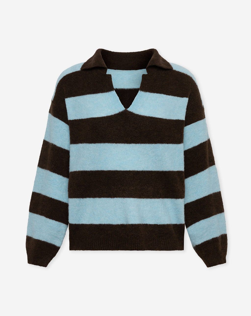 KNITTED STRIPE POLO LIGHT BLUE