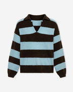 KNITTED STRIPE POLO LIGHT BLUE