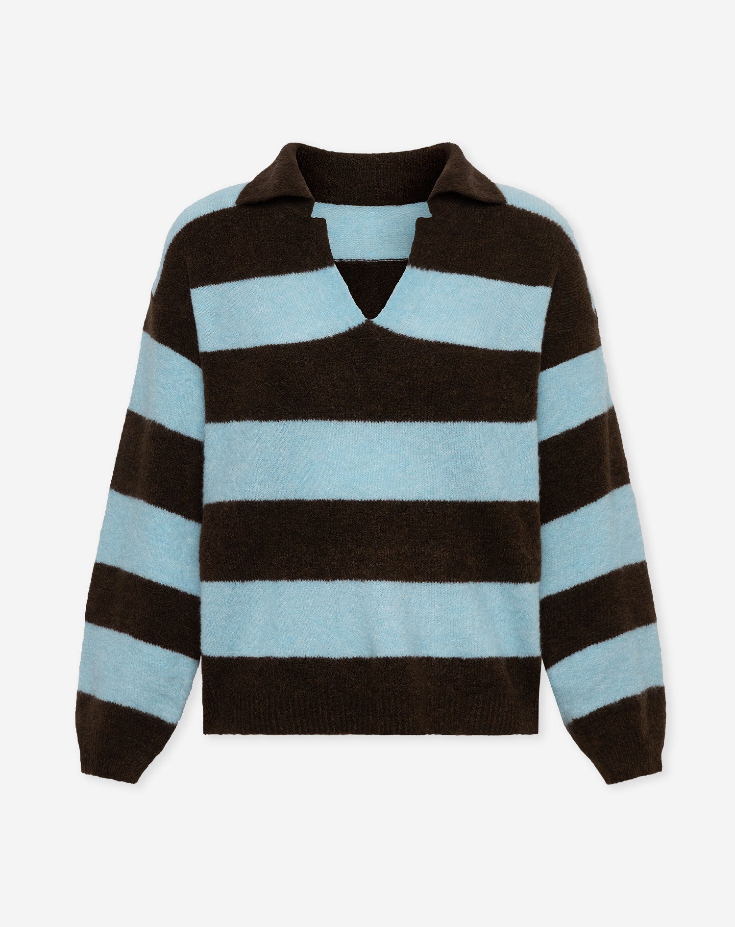KNITTED STRIPE POLO LIGHT BLUE