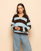 KNITTED STRIPE POLO LIGHT BLUE
