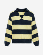 KNITTED STRIPE POLO NAVY