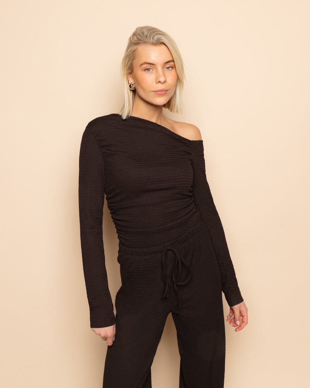STRUCTURE STRAIGHT LEG PANTS PETITE DARK BROWN