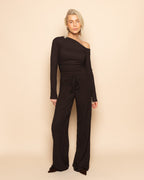 STRUCTURE STRAIGHT LEG PANTS PETITE DARK BROWN
