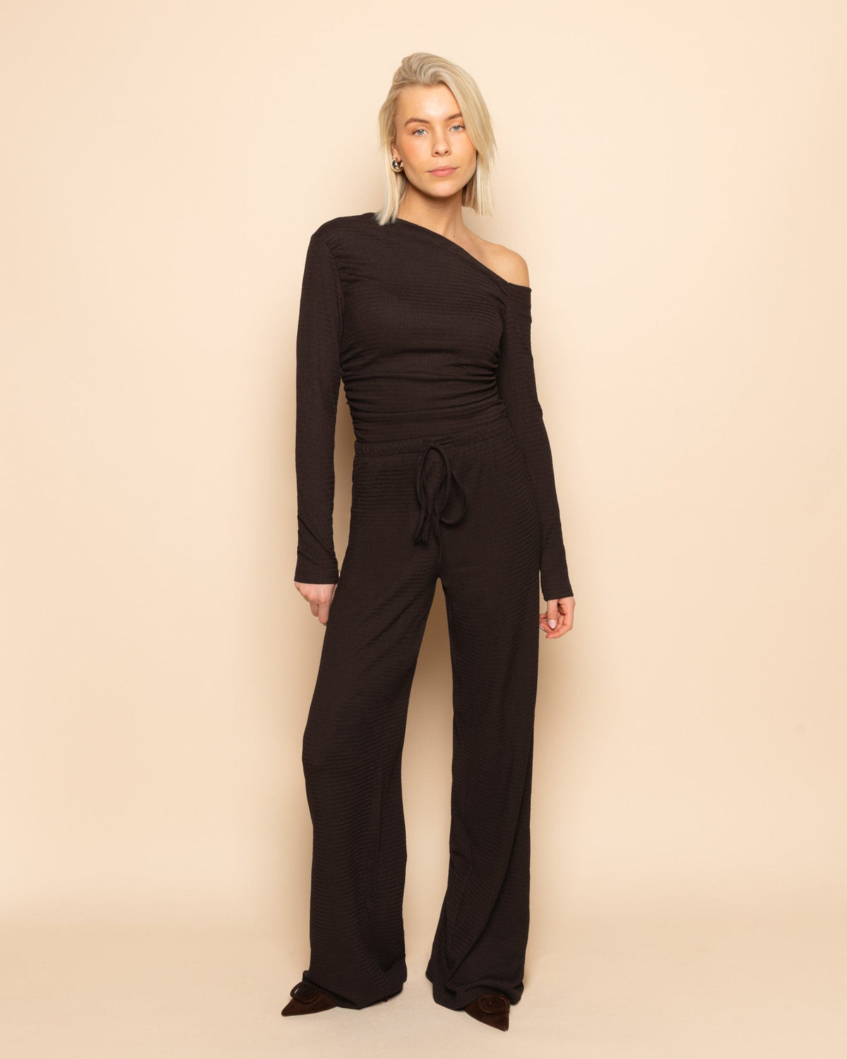 STRUCTURE STRAIGHT LEG PANTS PETITE DARK BROWN