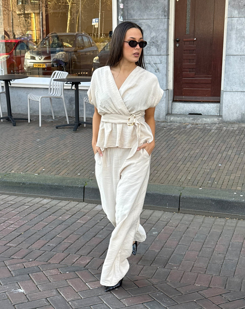 ZAYA VISCOSE STRAIGHT LEG PANTS PETITE BEIGE