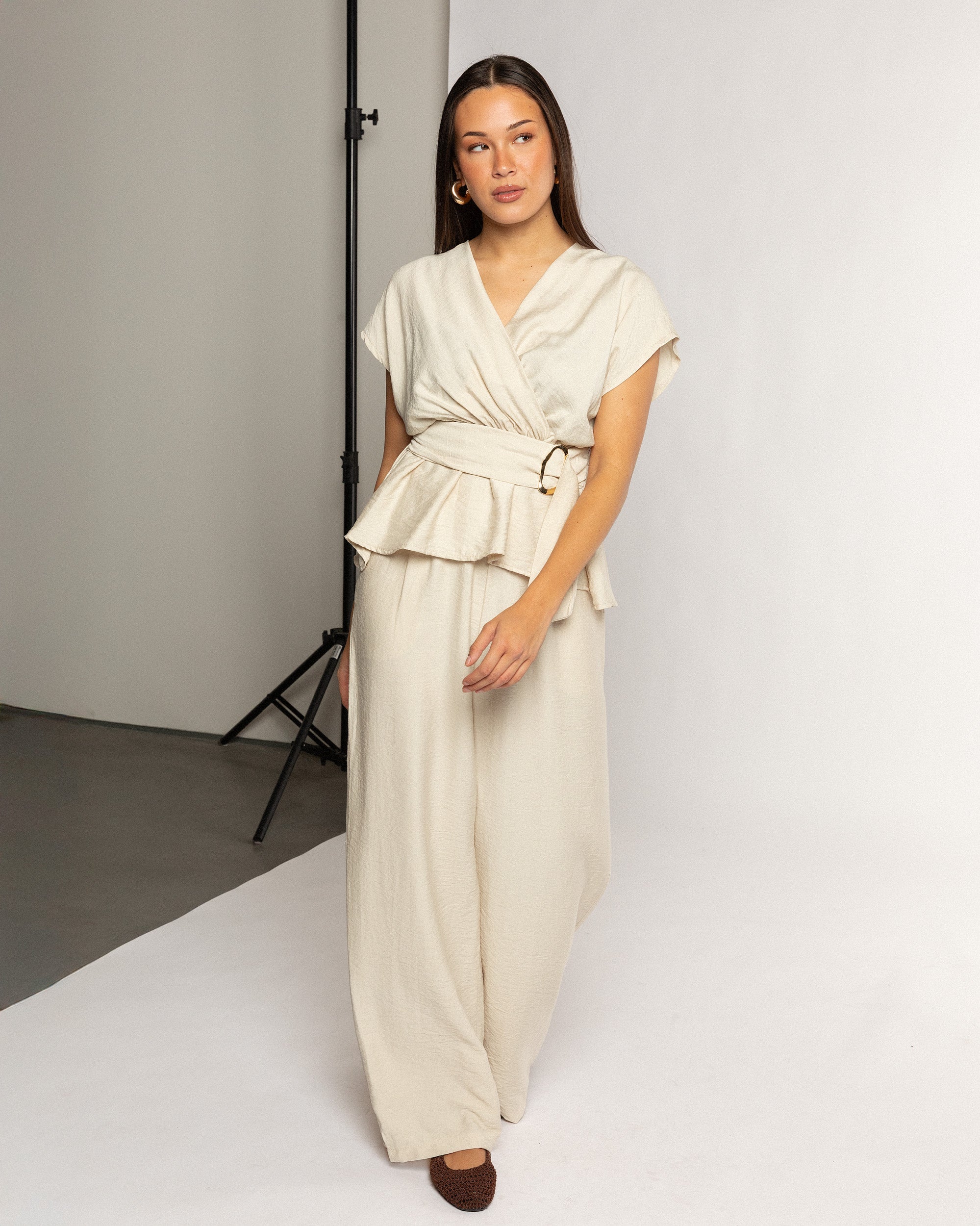 ZAYA VISCOSE STRAIGHT LEG PANTS PETITE BEIGE
