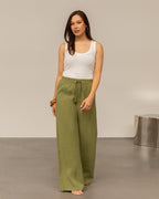 EMMY STRAIGHT LEG PANTS PETITE OLIJFGROEN